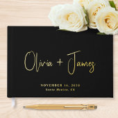 Minimaal Script Zwart Bruiloft Gastenboek