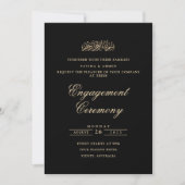 Minimaal Script Zwart Goud Moslim Verlovingsfeest Kaart (Voorkant)