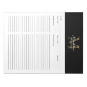 Minimaal Script Zwart Metallic Gold Monogram Recep Notitieblok (Voorkant)
