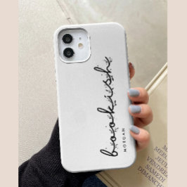 Minimaal script zwart-wit boekminnend iPhone 15 case