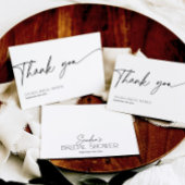 Minimaal script zwart-wit bruiloftsdankjewel bedankkaart