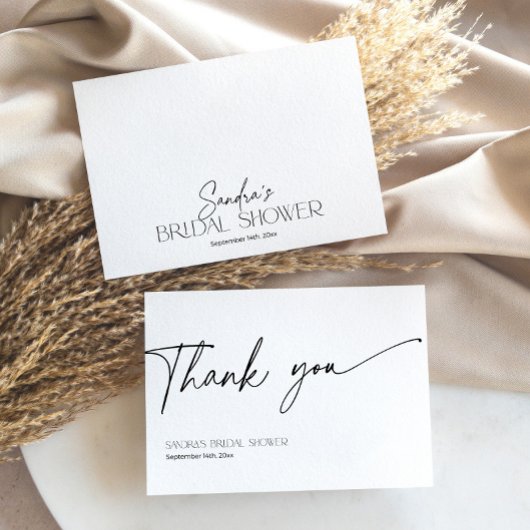 Minimaal script zwart-wit bruiloftsdankjewel bedankkaart