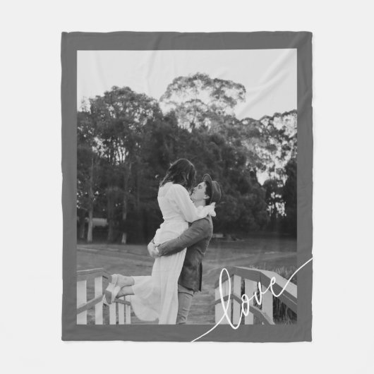Minimaal Script Zwart & Wit Paar Foto Fleece Deken (Voorkant)