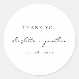 Minimaal script zwart-wit ronde sticker