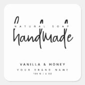 Minimaal script zwarte handgemaakte zeep-label vierkante sticker (Voorkant)
