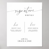 Minimaal Signature Drink Cocktail Bar Menu Sign Poster (Voorkant)