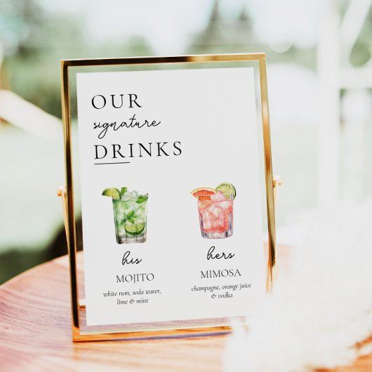 Minimaal Signature Drink Sign, 400+ Drinken Poster