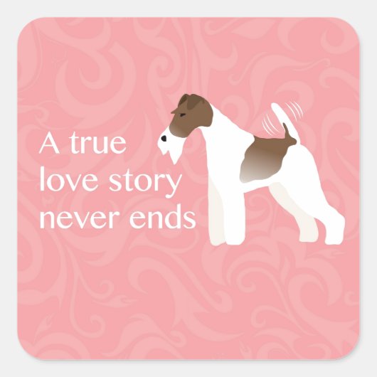 Minimaal Silhouette Wire Fox Terrier-ontwerp Vierkante Sticker (Voorkant)