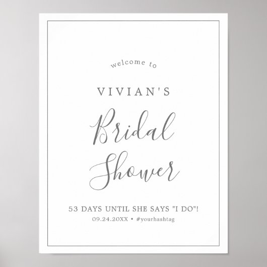 Minimaal Silver Vrijgezellenfeest Welkom Poster (Voorkant)