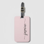 Minimaal Simple Girly Blush Pink Calligraphy Scrip Bagagelabel (Voorkant (verticaal))