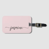 Minimaal Simple Girly Blush Pink Calligraphy Scrip Bagagelabel (Voorkant (horizontaal))