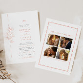 Minimaal Sinaasappel Bloemen Huwelijksuitnodiging Kaart