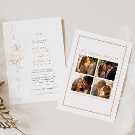 Minimaal Sinaasappel Bloemen Huwelijksuitnodiging  Kaart