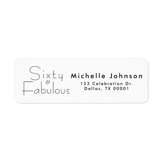 Minimaal Sixty & Fabulous 60ste verjaardagsfeestje Etiket (Voorkant)