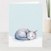 Minimaal slapend kitten Winter Kerstmis Kaart (Voorkant)