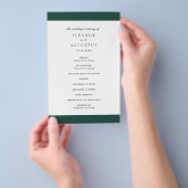 Minimaal smaragdgroen budget bruiloftsprogramma flyer (Hand)