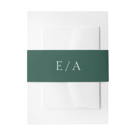 Minimaal Smaragdgroen Monogram Elegante Trouw Uitnodigingen Wikkel