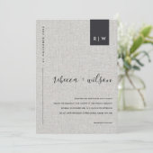 MINIMAAL SOFT MODERN GRAY LINEN TYPOGRAPHY WEDING KAART (Staand voorkant)