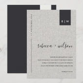 MINIMAAL SOFT MODERN GRAY LINEN TYPOGRAPHY WEDING KAART (Voorkant / Achterkant)