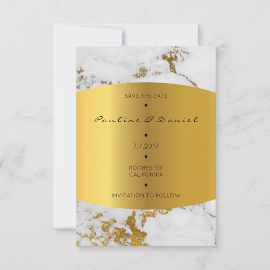 Minimaal sparen de datum Marble White Grey Gold Save The Date (Voorkant)