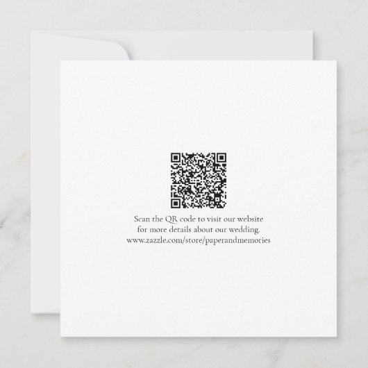 Minimaal sparen de Datum QR Code Black White Weddi Kaart (Achterkant)