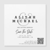 Minimaal sparen de Datum QR Code Black White Weddi Magnetische Uitnodiging (Voorkant)