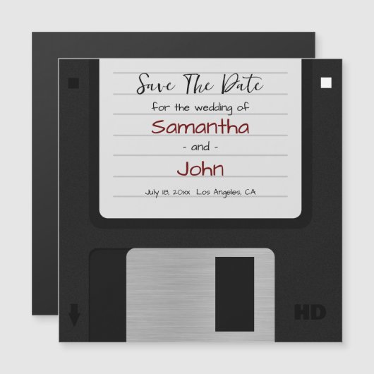 Minimaal sparen de datum retro grappige bruiloft magnetische uitnodiging (Voorkant / Achterkant)