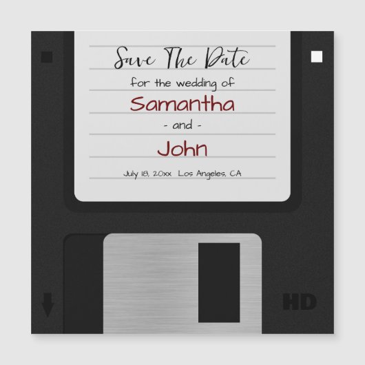 Minimaal sparen de datum retro grappige bruiloft magnetische uitnodiging (Voorkant)