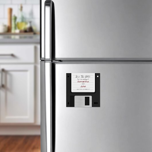 Minimaal sparen de datum retro grappige bruiloft magnetische uitnodiging