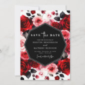 Minimaal speelse Crimson Red Wedding Save The Date (Voorkant)