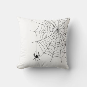 Minimaal Spinnenweb en Hangende Spin Halloween Kussen