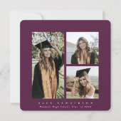 Minimaal Square Burgundy Lijst Triple Photo Afstud Aankondiging (Voorkant)
