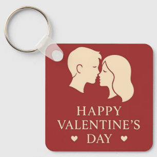 Minimaal Stel Silhouet Romantisch Valentijnshart Sleutelhanger