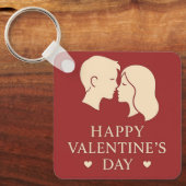 Minimaal Stel Silhouet Romantisch Valentijnshart Sleutelhanger (Voorkant)