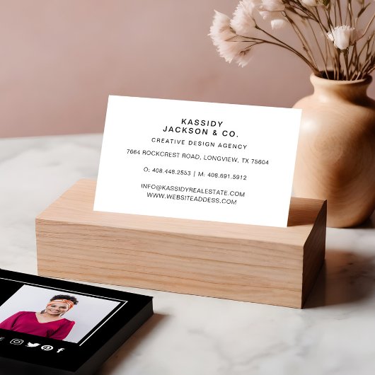 Minimaal stijlvol Lijst monogram script zwart Visitekaartje