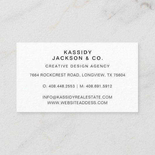 Minimaal stijlvol Lijst monogram script zwart Visitekaartje (Achterkant)