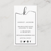 Minimaal Stijlvol Schrift Monogram Frame Cirkel Fo Visitekaartje (Achterkant)