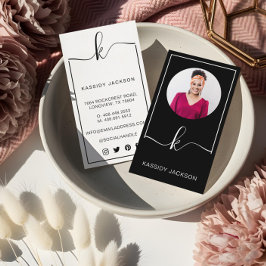 Minimaal Stijlvol Schrift Monogram Frame Cirkel Fo Visitekaartje