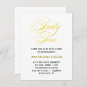 Minimaal stijlvol script Gold Afstudeerder Party RSVP Kaartje (Voorkant / Achterkant)