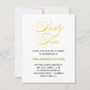 Minimaal stijlvol script Gold Afstudeerder Party RSVP Kaartje