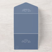 Minimaal Stofblauw QR Code Modern Huwelijk All In One Uitnodiging (Buitenkant)