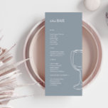 Minimaal stoffig blauw Wedding Bar menu<br><div class="desc">Deze elegante,  moderne bruidsmenu kaarten of repetitie diner menu kaarten hebben een eenvoudige tekst ontwerp,  met een minimalistische illustratie. Voeg uw initialen of monogram toe om ze volledig uw eigen te maken.</div>