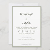 Minimaal stoffig groen Casual handschrift bruiloft Kaart (Voorkant)