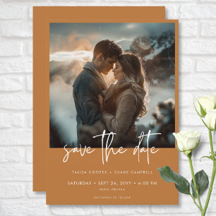 Minimaal stoffig verbrand Sinaasappel Modern Fotob Save The Date