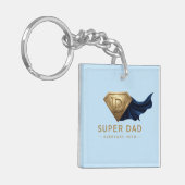 Minimaal Superheld Vaderdag Design Sleutelhanger (Voorkant Links)