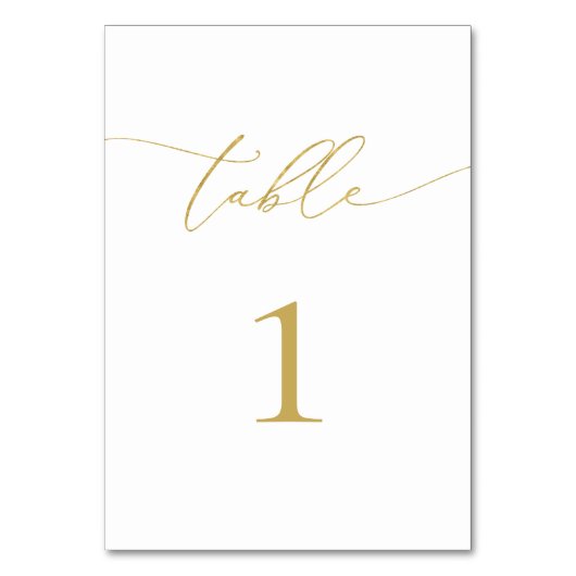 Minimaal tabelnummer Gold Calligraphy Kaart (Voorkant)