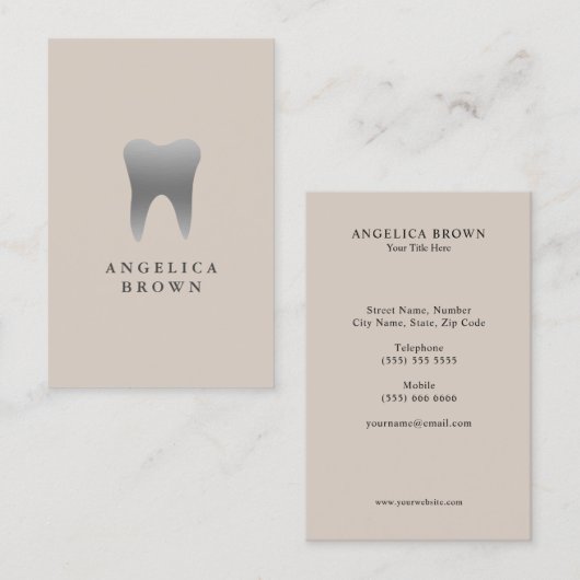 Minimaal tandheelkundig Visitekaartje – Silver Too (Voorkant / Achterkant)