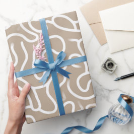 Minimaal Taupe Beige Organische Curve Abstract Pat Cadeaupapier