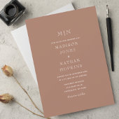 Minimaal Taupe Monogram Huwelijk Kaart