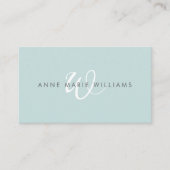 Minimaal Teal Groen Wit Script Monogram Zakelijk Visitekaartje (Voorkant)
